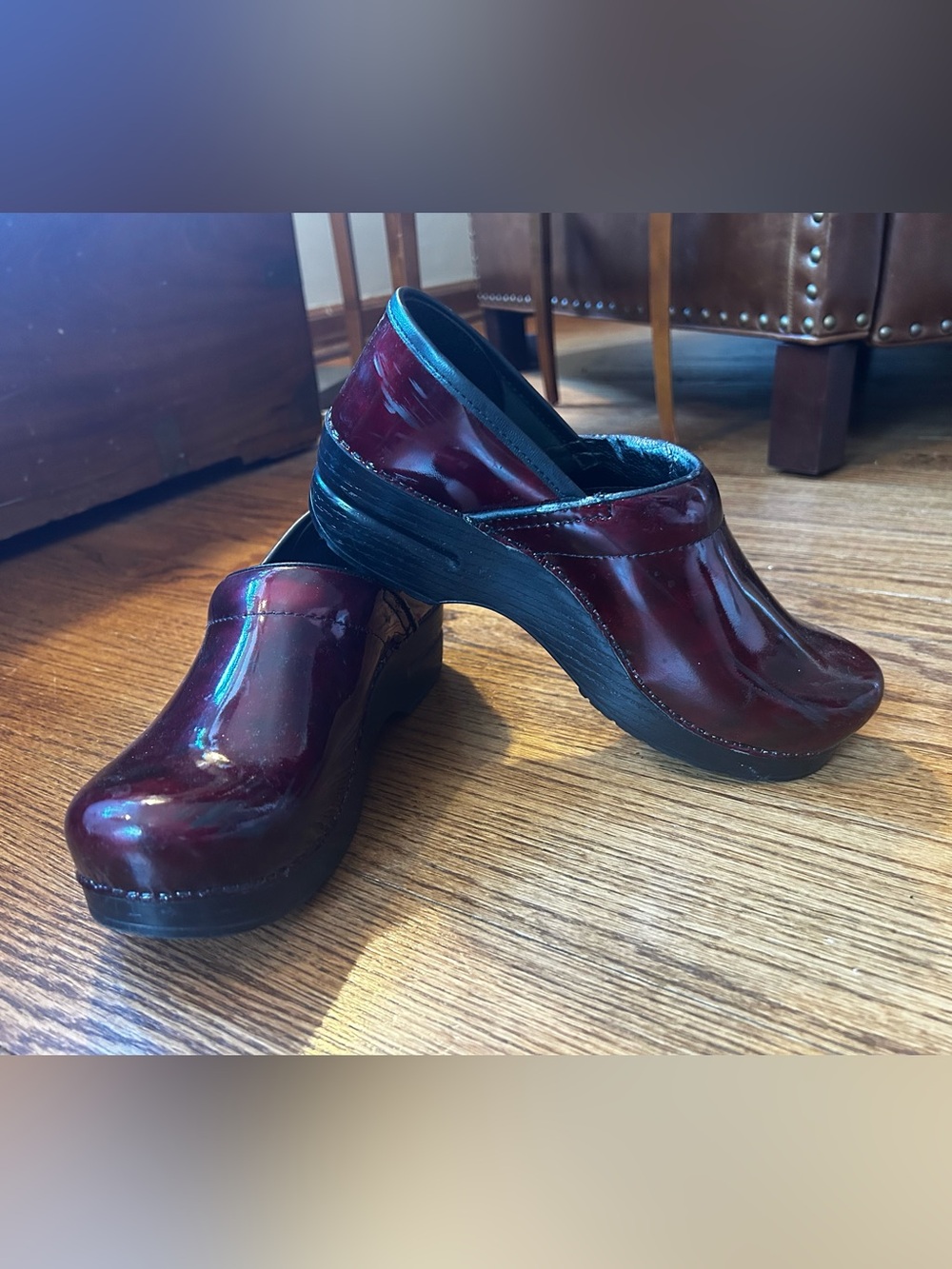 Dansko Women's Patent Wine Slip-On Clogs